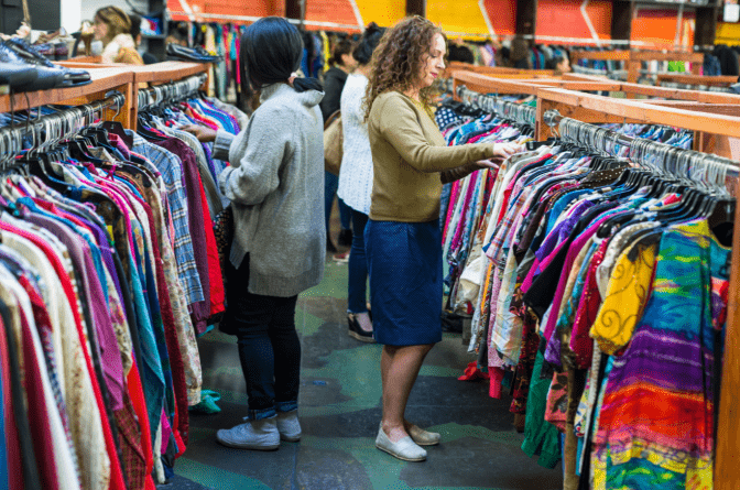 Consignment Stores, People Shopping for Clothing in Store